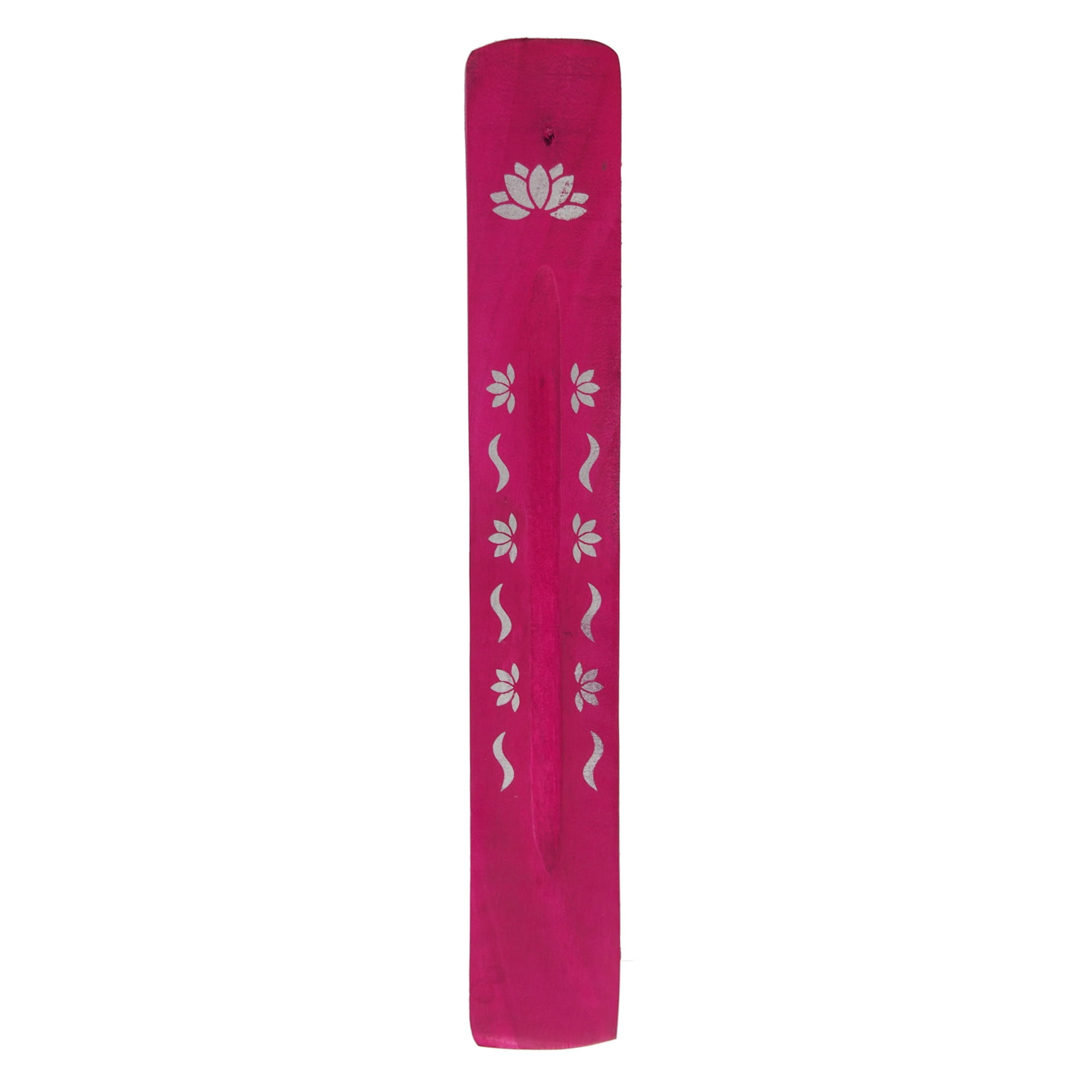 Hosley Dark Pink Lotus Pattern Wooden Incense Stick Burner