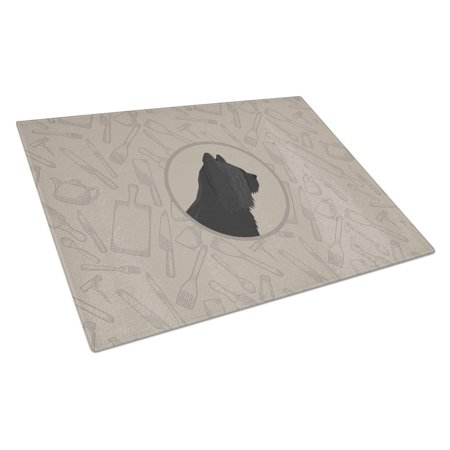 Skye Terrier In the Kitchen Glass Cutting Board Large