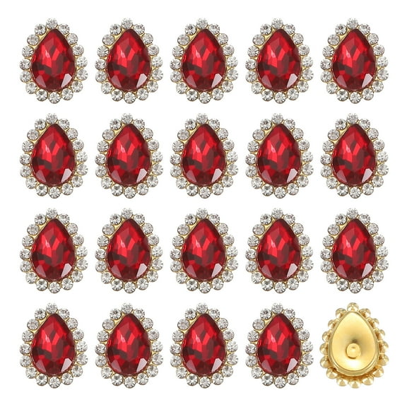 Uxcell 30pcs Sew on Rhinestone 10x14mm Tear Drop Crystal Rhinestone, Red