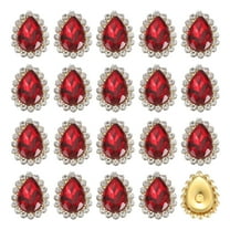 Uxcell 30pcs Sew on Rhinestone 10x14mm Tear Drop Crystal Rhinestone, Red