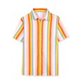 thumbnail image 5 of MODA NOVA Big & Tall Men's Summer Vertical Stripe Print Button Down Shirt Yellow Orange XLT, 5 of 6