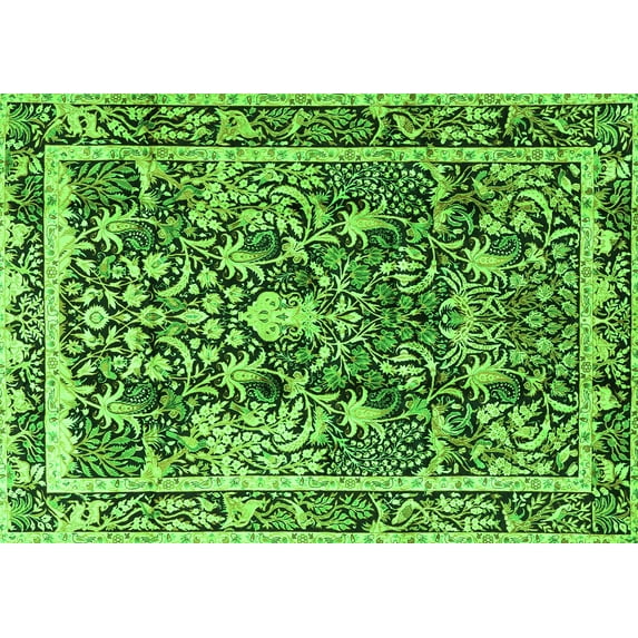 Ahgly Company Indoor Rectangle Animal Green Traditional Area Rugs, 2' x 3'
