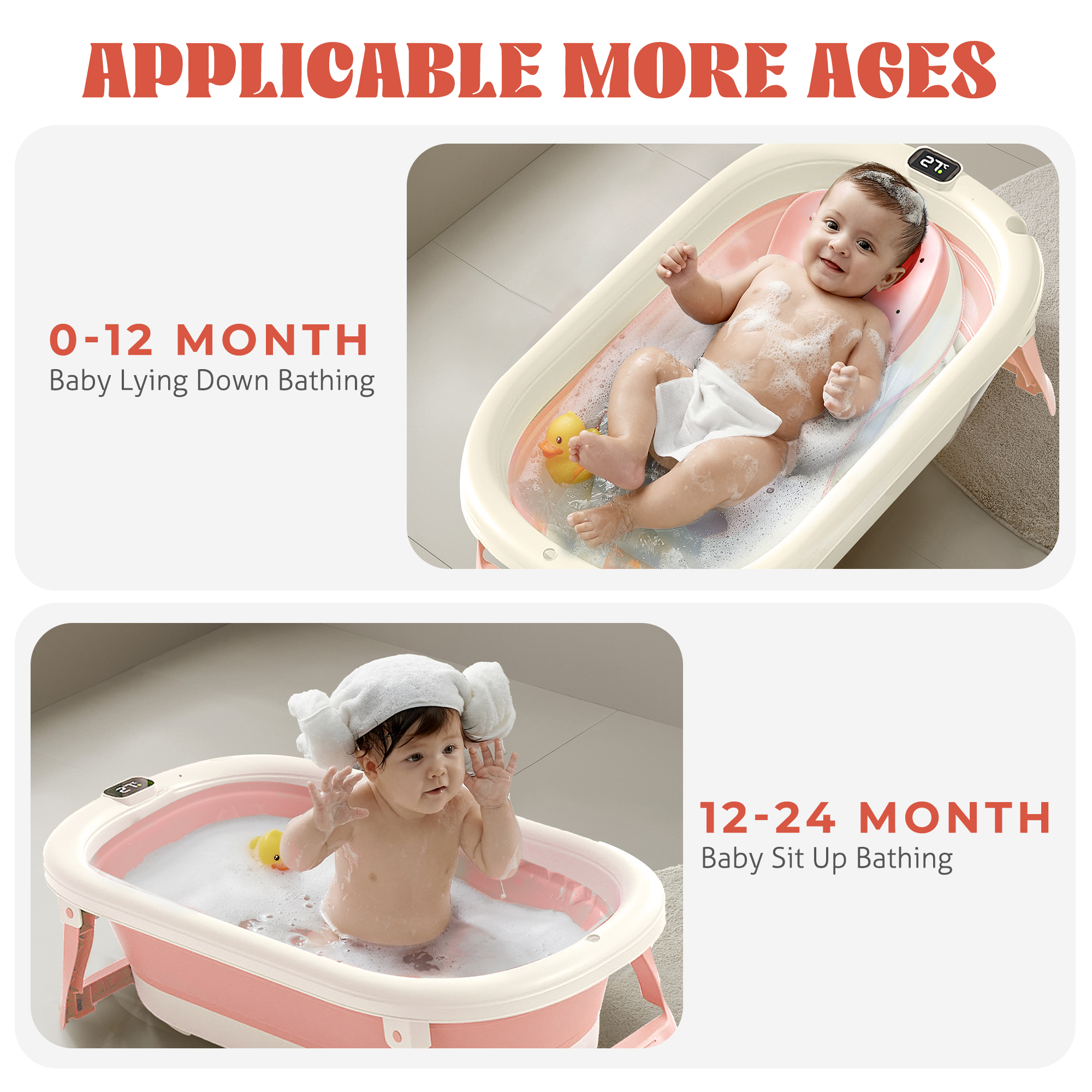 Rupoun Foldable Baby Bathtub with Cushion Support photo 8