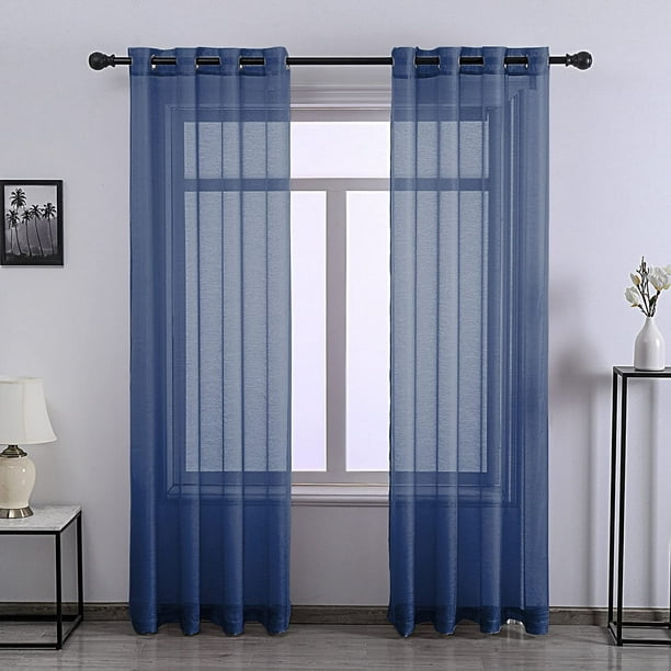 Dark Blue Sheer Curtains 84 Inches Long, Can You See Through Sheer Curtains