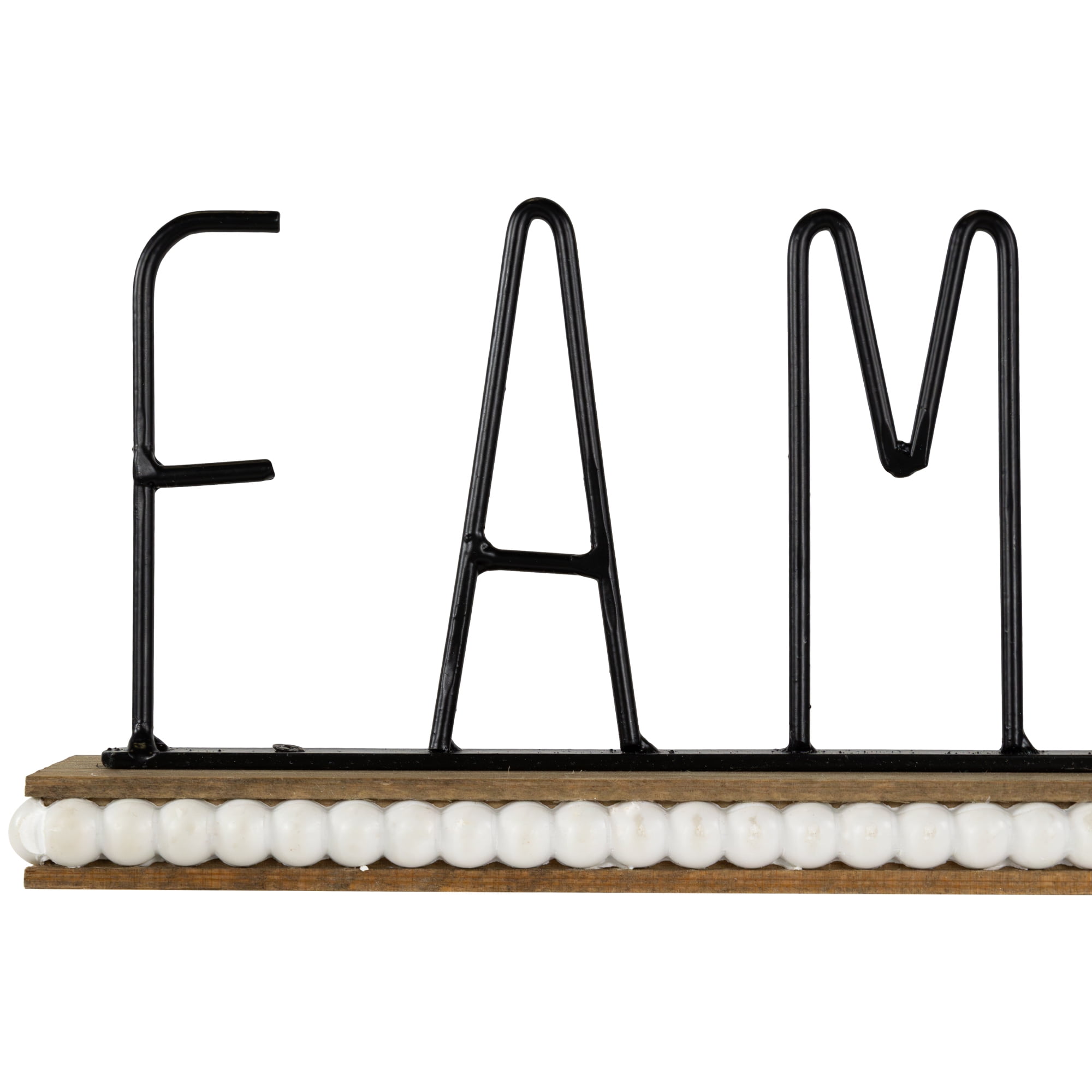 Northlight Metal "Family" Wood and Bead Decoration - 11.5"