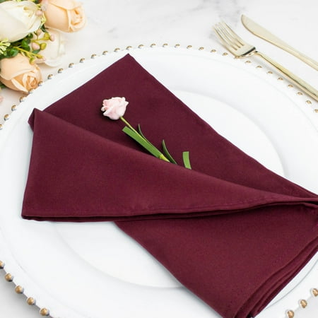 

5 Pack | Burgundy 200 GSM Premium Polyester Dinner Napkins Seamless Cloth Napkins - 20 x20 - Pack of 5 Napkins