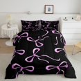 thumbnail image 2 of jejeloiu Kawaii Cute Bowknot Bedding Comforter Set,Chic Ribbon Bow Tie Twin Comforter Sets,Pink Black Bedding Set For Girls,Microfiber Bedroom Decor Reversible,2-Piece, 2 of 8
