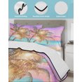 thumbnail image 4 of Coastal Twin XL Size Down Alternative Comforter, Lightweight Comforter Quilt Bedding Set with Pillow Shams Ocean Palm Tree Summer Beach Purple Blue All Seasons Bed Comforter Duvet Insert 68"x98", 4 of 7