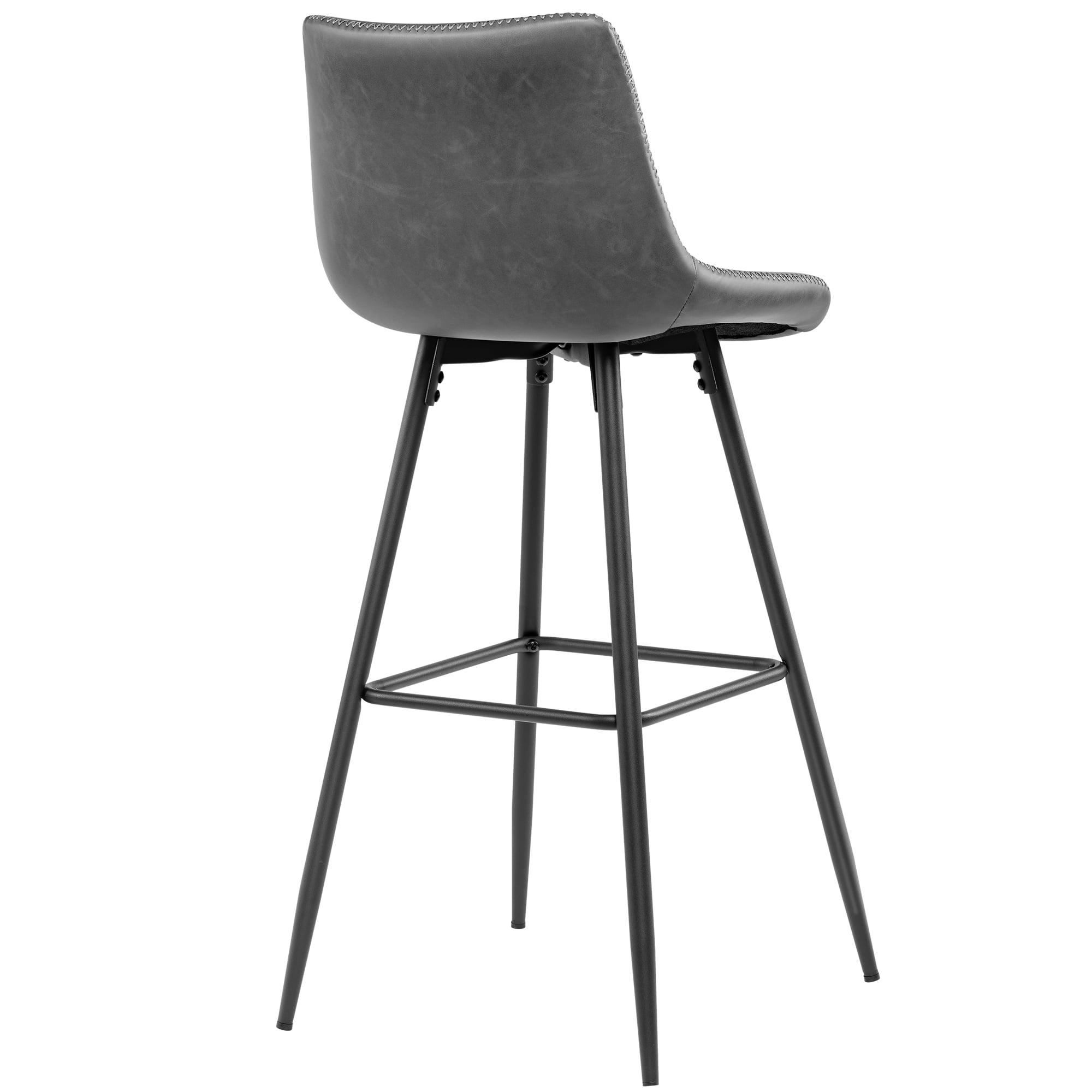 COOLHUT 24 Inch Bar Stools Set of 2, Counter Height Bar Chair with Footrest, Upholstered Faux Leather Bar Chair, Counter Stools with Sturdy Metal Legs, Heather Gray
