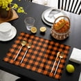 thumbnail image 3 of Black Orange Plaid Placemats Set of 8, Farmhouse Buffalo Check Gingham Placemats for Dining Table, Place Mats for Kitchen Tabletop, Waterproof Wipeable Dining Table Mats Set, 3 of 9