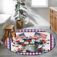 thumbnail image 3 of USA 4th of July Round Area Rug 4Ft Washable Circle Rugs for Bedroom Dining Room, Red Blue Plaid Floral Patriotic Non-Slip Carpet Floor Mats Indoor Outdoor Carpet Runner Aesthetic Home Decor, 3 of 8