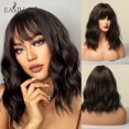 thumbnail image 1 of EASIHAIR, pelucas cortas y rectas de Bob con flequillo, pelo sintético Natural marrón dorado para mujeres, pelucas de fibra resistentes al calor para Cosplay diario Tan Jianjun unisex, 1 of 2
