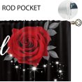 thumbnail image 5 of Red Rose Flower Small Kitchen Curtains Floral Inspirational Quotes Window Treatment Black Red Valentine Cafe Short Curtains for Bathroom Dining Laundry Room Tier Treatment Drapes 27.5x39 inch, 5 of 6