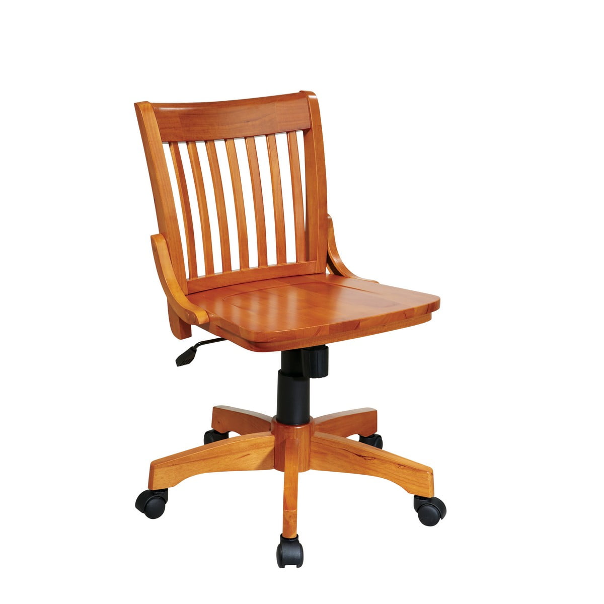 Office Express 37"Armless Wooden Bankers Chair Natural Wood Walmart