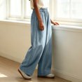 thumbnail image 4 of Women's Fashion Casual High Waist Wide Leg Jeans Loose Fit Simple Style Denim Long Pants Streetwear with Pockets Blue XL(XL), 4 of 7