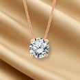 thumbnail image 3 of JeenMata 1 Carat Moissanite - April Birthstone Solitaire Pendant Necklace in 18K Rose Gold over Silver, Female, Adult, 3 of 8