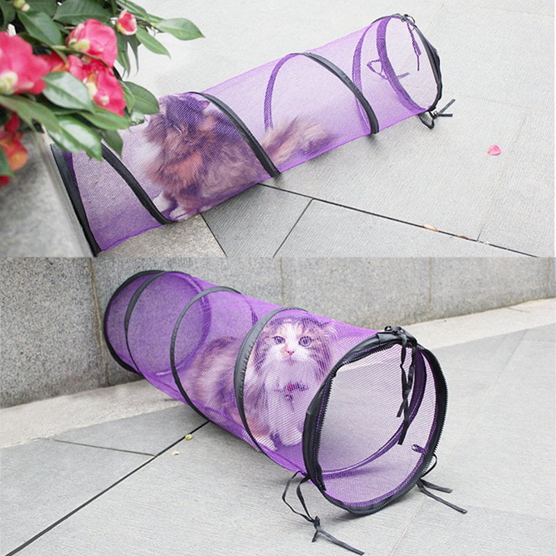 Cat Mesh Tunnel Toy, Folded Outdoor Cat Tunnel Tent Playground, Zipper