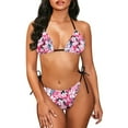 thumbnail image 2 of Suhoaziia Vintage Flower Butterfly Women Bikinis Two Piece Set Cheeky Backless Swimsuit Coverup with Adjustable Straps,Elastic Lightweight Beachwear Size S, 2 of 6