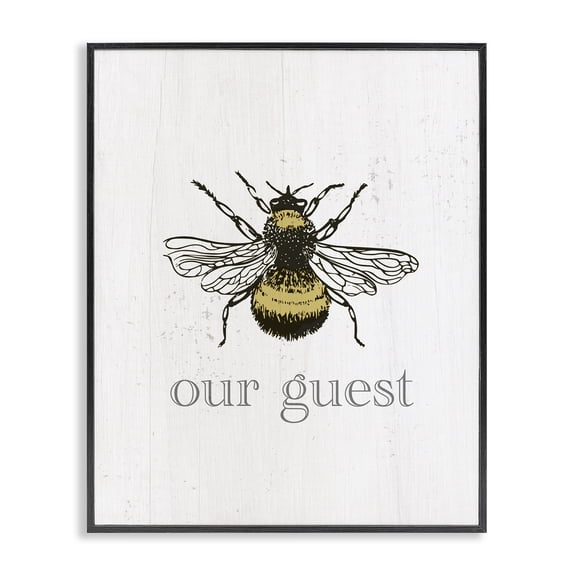 Stupell Industries Traditional Be Our Guest Bumblebee Black Framed Giclee Art, 11 x 14, by Lil' Rue
