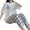 White, variant on Plaid Print Pajama Set for Women - Short Sleeve Top & Relaxed Pants, Cute Cartoon-Themed Sleepwear Two-Piece Outfit,White L