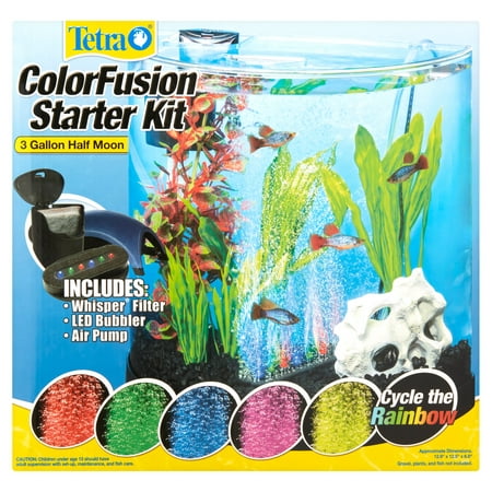 Tetra ColorFusion 3-Gallon Half Moon Aquarium Kit with (Best Fish For 6 Gallon Tank)