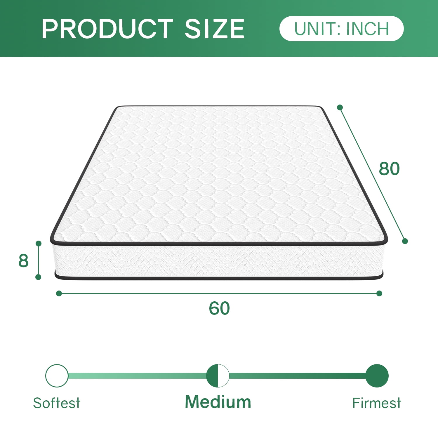 YRLLENSDAN 8 Inch Innerspring Mattress in a Box with Bamboo Charcoal Gel Memory Foam Fiberglass Free CertiPUR-US Certified Medium Firm Spring Mattress Pressure Relief,Queen