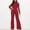 Red, variant on Kiplyki Fall Ladies Pants Women's Wide Leg Pants Solid Long Sleeve Jumpsuit Long Pants
