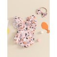 thumbnail image 3 of Suealasg Baby Girl Summer Farm Outfits Newborn Fly Sleeve Chicken Print Romper Jumpsuit and Headband, 3 of 7
