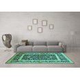 thumbnail image 3 of Ahgly Company Machine Washable Indoor Square Oriental Turquoise Blue Traditional Area Rugs, 7' Square, 3 of 4