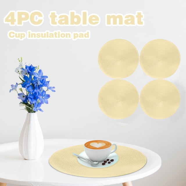 Limited Time Offer, 38cm Tableware Placemat Non-Slip Insulated Mat Round Woven Placemat 4PCS