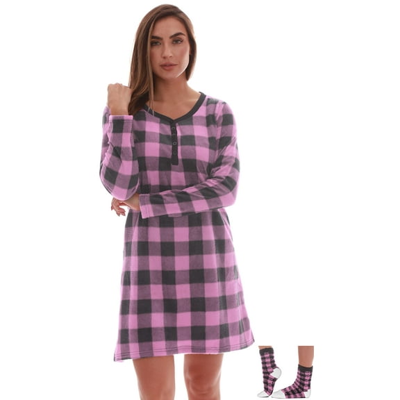 Just Love Womens Ultra-Soft Sleep Shirt Nightgown with Matching Fuzzy Socks