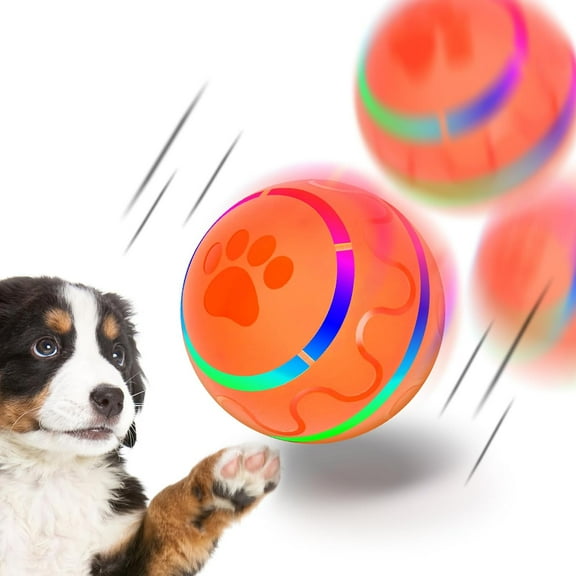 Interactive Dog Ball Toys, Pet Ball for Dogs, Durable Automatic Rolling Ball with Led, Flash Lights for Small Medium Dogs Breed, Wicked Ball with Motion Activat BPA-Free USB Rechargeable (Orange)