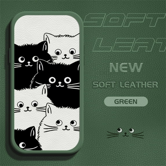 Slim Cartoon Black White Cats Leather Back Casing PU Leather Cover Phone Case for Samsung A22