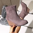 thumbnail image 4 of Mepaouo Women's Wedge Boots Suede Embroidery Sock Slip on Ankle Dress Booties with Low Wedges, 4 of 8