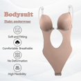 thumbnail image 2 of Body moldeador de cuerpo con escote en V profundo para mujer, sin tirantes, sin espalda, ropa moldeadoraBeigeS, 2 of 5