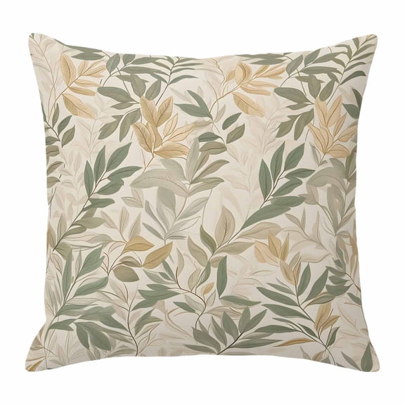 Pillow Covers 16x16 Inch, Sage Green Yellow Botanical Linen Pillowcase with Invisible Zipper, Vintage Spring Summer Decorative Throw Pillow Covers Cushion Case for Couch Sofa Bed Living Room