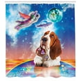 thumbnail image 3 of Ambesonne Space Cat Shower Curtain, Cosmic Animals UFO, 69"Wx84"L, Multicolor, 3 of 3