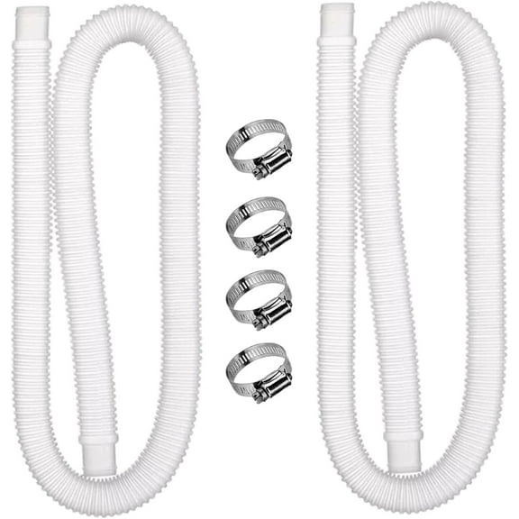 QZS 2Pcs Pool Hose,1.25Inches Diameter Replacement Hose,59” Long Swimming Pool Replacement Hose with 4 Metal Clamps for Outside Pool Filters Backyard