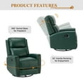 thumbnail image 2 of Genuine Leather Swivel Rocker Recliner, Manual Glider Recliner Chair with Adjustable Backrest & Footrest, Modern Home Theater Lounge Sofa Armchair for Living Room Bedroom Green, 2 of 9