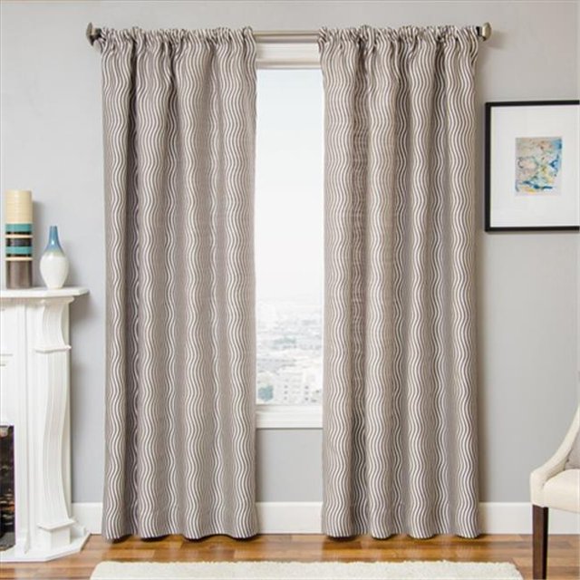 Softline Kingdom Wave Stripe Rod Pocket Panel- Designer Grey, Pack Of 2