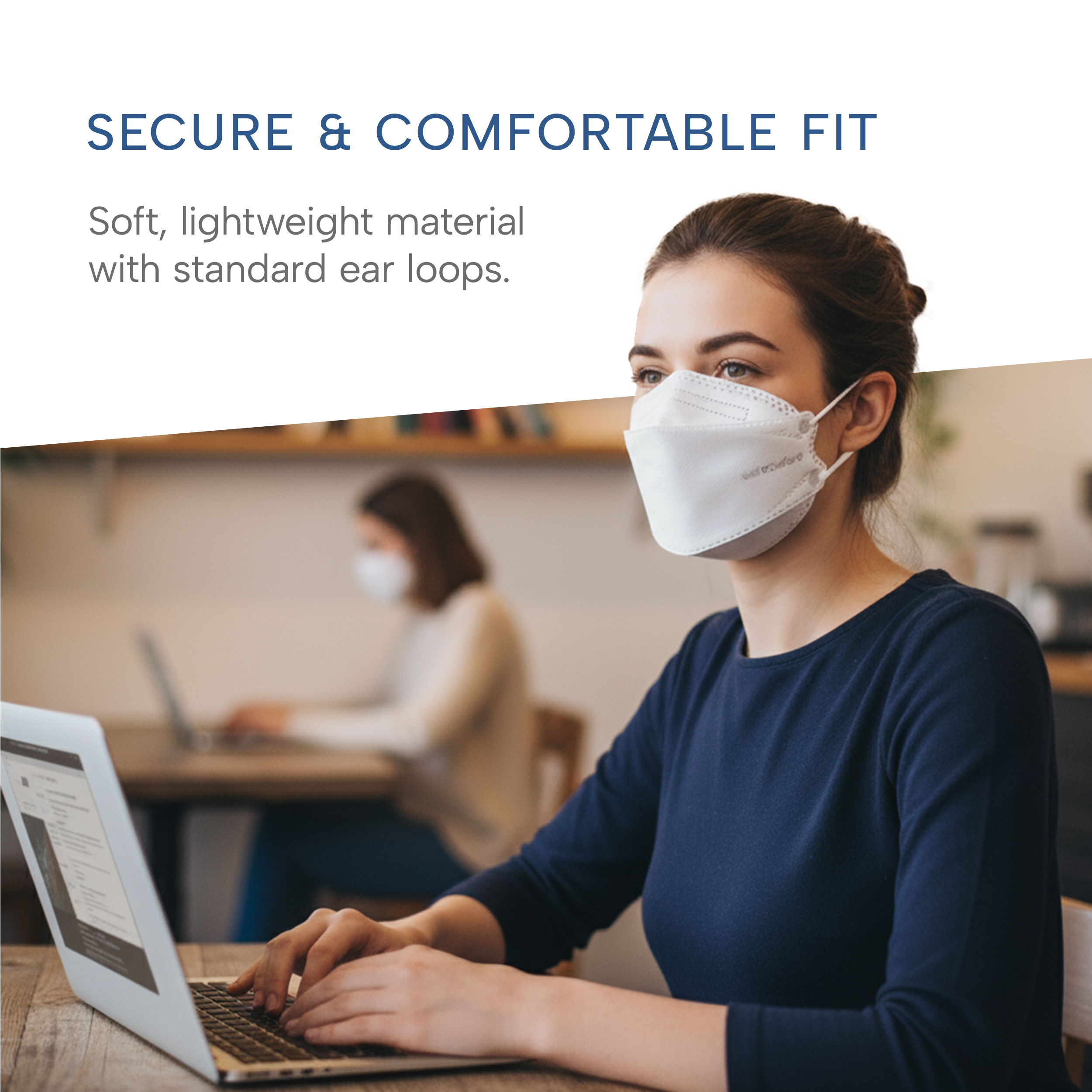 WellBefore Welcome Series KN95 3D Face Mask, White, Regular, Pack of 50