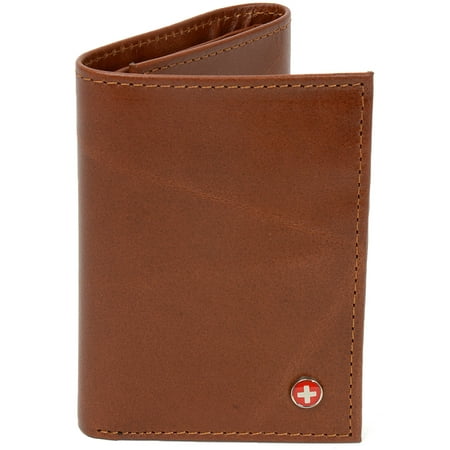 Alpine Swiss Mens Trifold Wallet Genuine Leather Card Case ID Window Billfold NW