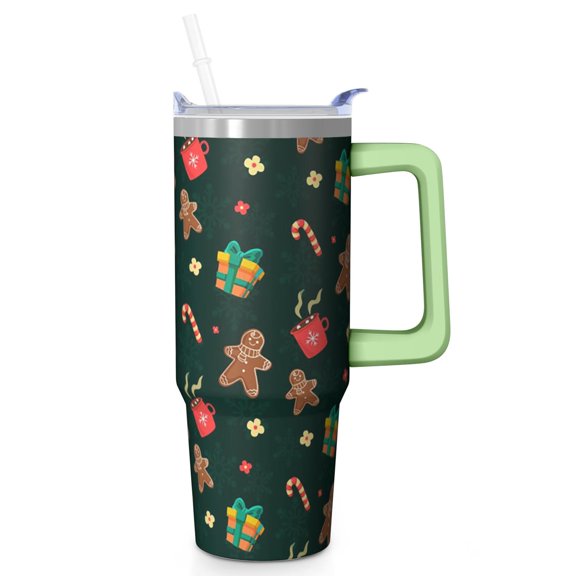 Festive Snowman 30oz Holiday Tumbler with Handle, Winter Coffee Cup with Straw, Christmas Insulated Stainless Steel Mug, Gifts for Women Men