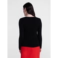 thumbnail image 4 of Scenario Women's and Women's Plus Ribbed Crewneck Cardigan Sweater, Lightweight, Sizes XS-4X, 4 of 6
