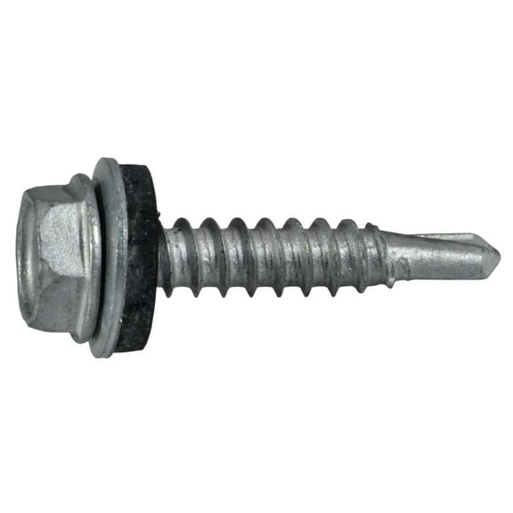 #10 x 1" Silver Hex Head Self-Drilling Screws with Sealing Washers (100 pcs.)