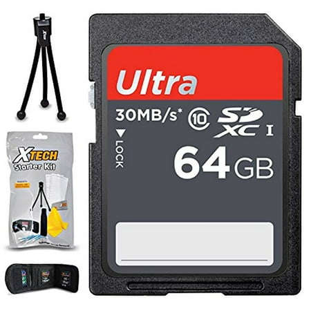 64GB SD Memory Card (High-Speed) + Xtech Starter Kit for CANON DSLR Cameras including Canon EOS 80D 77D 70D 60D EOS Rebel T7i T6i T6S T6 T5i T5 T3i SL2 SL1 EOS 6D Mark II, 5DS, EOS 5D Mark (Best Memory Card For Canon T5i)