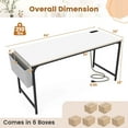 thumbnail image 3 of Costway Set of 6 Meeting Room Desk with Charging Station & Headphone Hook Metal Frame White, 3 of 7