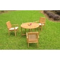thumbnail image 6 of Grade-A Teak Dining Set: 3 Seater 4 Pc: 48" Round Butterfly Table And 3 Wave Stacking Arm Chairs Outdoor Patio WholesaleTeak #51WV0904, 6 of 6