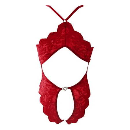 

Vedolay Strappy Lingerie Women Nightwear Lace Strap Chemise Halter Lingerie V Neck Sleepwear - Bedtime Bunny RD1 L