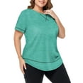 thumbnail image 3 of WellSize Womens Plus size Tops Curved Hem Summer Short Sleeve Shirts Loose Casual Tunic Tee, 3 of 8